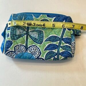Vera Bradley small blue and green cosmetic bag with plastic liner
